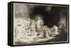 Christ Healing the Sick (The Hundred Guilder Prin)-Rembrandt van Rijn-Framed Stretched Canvas