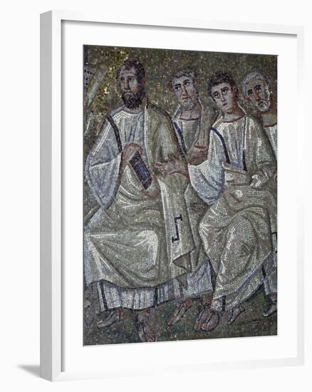 Christ in College of Apostles, Detail from Mosaics in Chapel of Saint Aquilino-null-Framed Giclee Print