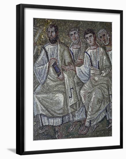 Christ in College of Apostles, Detail from Mosaics in Chapel of Saint Aquilino-null-Framed Giclee Print