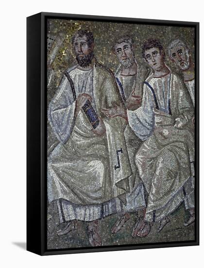 Christ in College of Apostles, Detail from Mosaics in Chapel of Saint Aquilino-null-Framed Stretched Canvas