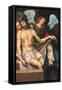 Christ in the Arms of Two Angels (Oil on Panel)-Juan De juanes-Framed Stretched Canvas