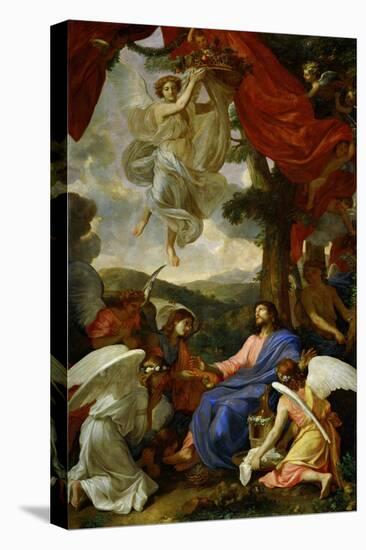 Christ in the Desert Served by Angels, circa 1653-Charles Le Brun-Stretched Canvas