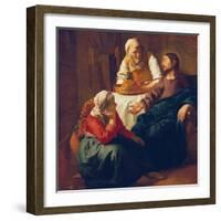 Christ in the Home of Martha and Mary, about 1654-Johannes Vermeer-Framed Giclee Print