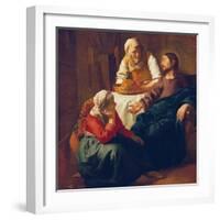 Christ in the Home of Martha and Mary, about 1654-Johannes Vermeer-Framed Giclee Print