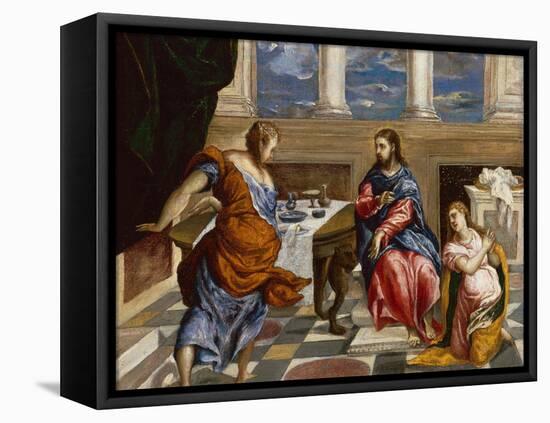 Christ in the House of Martha and Mary, 1600-El Greco-Framed Stretched Canvas