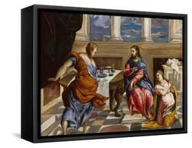 Christ in the House of Martha and Mary, 1600-El Greco-Framed Stretched Canvas