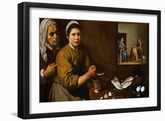 Christ in the House of Martha and Mary, 1629-1630-Diego Velazquez-Framed Premium Giclee Print