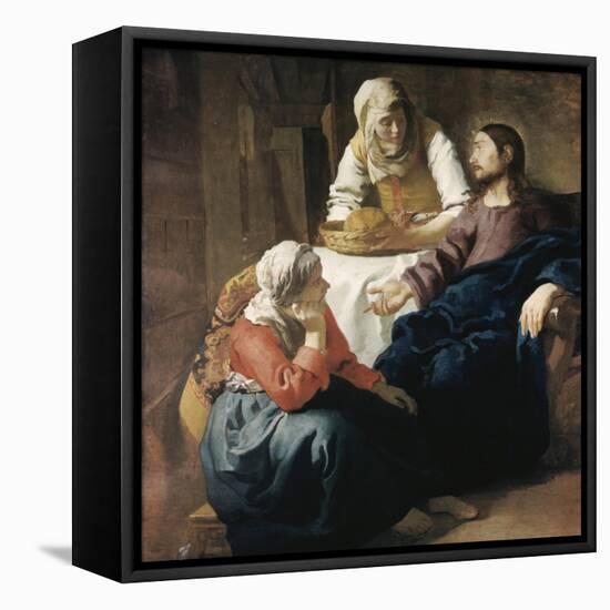 Christ in the House of Martha and Mary-Johannes Vermeer-Framed Stretched Canvas