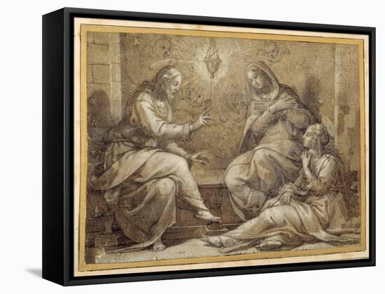 Christ in the House of Martha and Mary-Giorgio Vasari-Framed Stretched Canvas
