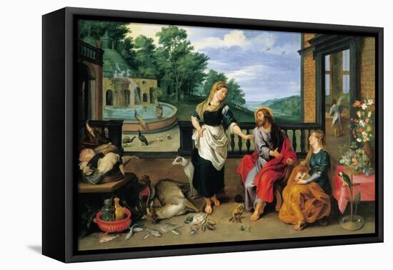 Christ in the House of Martha and Mary-Jan Brueghel the Younger-Framed Stretched Canvas