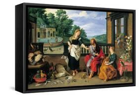 Christ in the House of Martha and Mary-Jan Brueghel the Younger-Framed Stretched Canvas