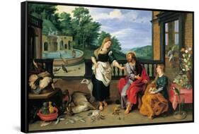Christ in the House of Martha and Mary-Jan Brueghel the Younger-Framed Stretched Canvas