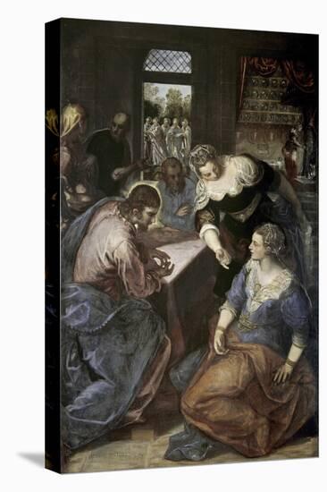 Christ in the House of Mary and Martha-Jacopo Robusti Tintoretto-Stretched Canvas