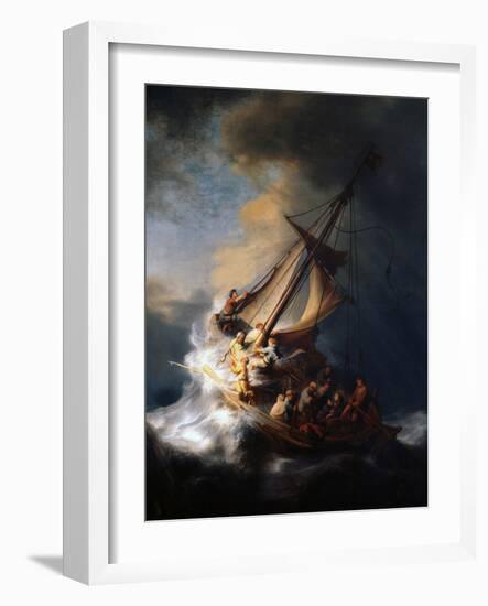 Christ in the Storm on the Lake of Galilee, 1633-Rembrandt van Rijn-Framed Premium Giclee Print