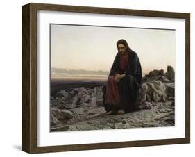 Christ in the Wilderness-Ivan Nikolaevich Kramskoi-Framed Art Print