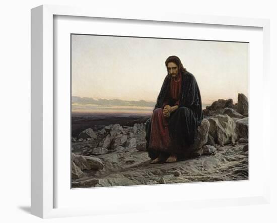Christ in the Wilderness-Ivan Nikolaevich Kramskoi-Framed Art Print