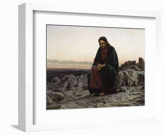 Christ in the Wilderness-Ivan Nikolaevich Kramskoi-Framed Art Print