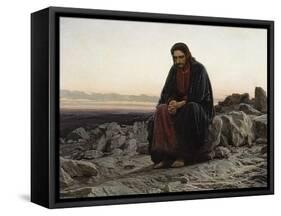 Christ in the Wilderness-Ivan Nikolaevich Kramskoi-Framed Stretched Canvas