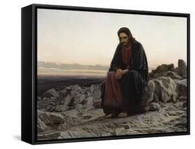 Christ in the Wilderness-Ivan Nikolaevich Kramskoi-Framed Stretched Canvas