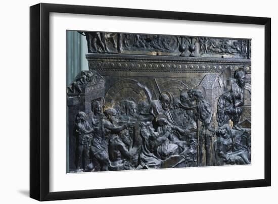 Christ Laying in His Tomb, Detail from the Left Pulpit, Basilica of St Lawrence, Florence-null-Framed Giclee Print