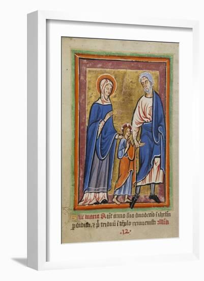 Christ Led to Jerusalem by Mary and Joseph-Unknown 12th Century Illuminator-Framed Art Print