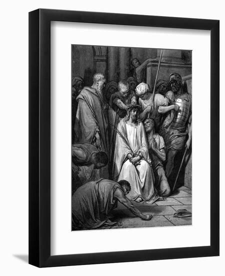 Christ Mocked and the Crown of Thorns Placed on His Head-Gustave Doré-Framed Giclee Print