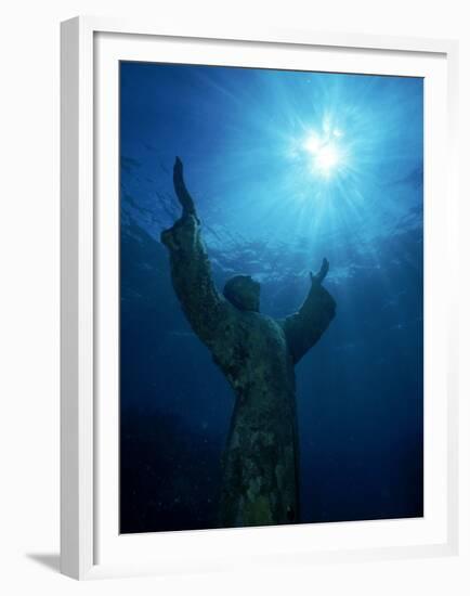 Christ of the Abyss Statue, Pennekamp State Park, FL-Shirley Vanderbilt-Framed Premium Photographic Print