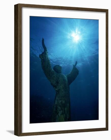 Christ of the Abyss Statue, Pennekamp State Park, FL-Shirley Vanderbilt-Framed Premium Photographic Print