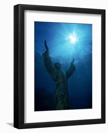 Christ of the Abyss Statue, Pennekamp State Park, FL-Shirley Vanderbilt-Framed Premium Photographic Print