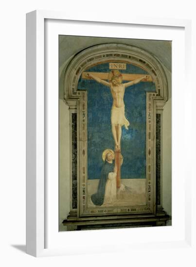 Christ on the Cross Adored by St. Dominic-Fra Angelico-Framed Giclee Print