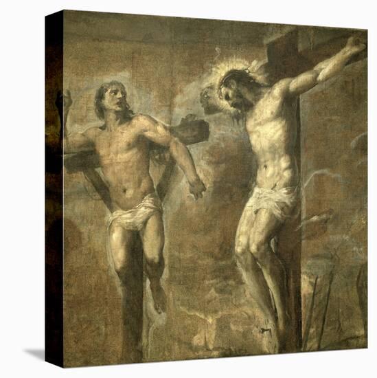 Christ on the Cross and the Good Thief, c.1565-Titian (Tiziano Vecelli)-Stretched Canvas