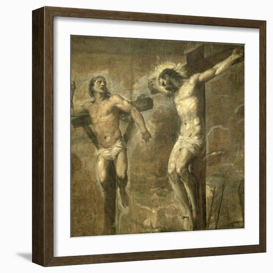 Christ on the Cross and the Good Thief, c.1565-Titian (Tiziano Vecelli)-Framed Giclee Print