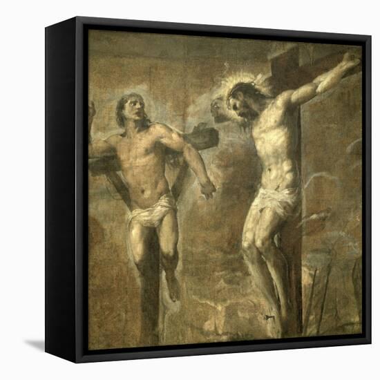 Christ on the Cross and the Good Thief, c.1565-Titian (Tiziano Vecelli)-Framed Stretched Canvas