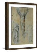 Christ on the Cross Between the Virgin Mary and Saint John (?)-Michelangelo Buonarroti-Framed Giclee Print