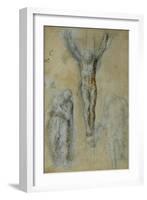 Christ on the Cross Between the Virgin Mary and Saint John (?)-Michelangelo Buonarroti-Framed Giclee Print