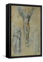 Christ on the Cross Between the Virgin Mary and Saint John (?)-Michelangelo Buonarroti-Framed Stretched Canvas