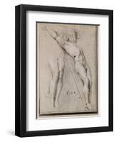 Christ on the Cross, C.1685 (Pierre Noire and White Chalk Highlights on Beige Paper)-Charles Le Brun-Framed Premium Giclee Print