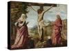 Christ on the Cross with Mary and John-Albrecht Altdorfer-Stretched Canvas