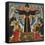 Christ on the Cross with Saints Vincent Ferre, John the Baptist, Mark and Antonius, c.1491-5-Master of the Fiesole Epiphany-Framed Stretched Canvas