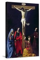 Christ on the Cross with the Virgin, Mary Magdalene, St. John and St. Francis of Paola-Nicolas Tournier-Stretched Canvas