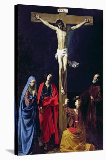 Christ on the Cross with the Virgin, Mary Magdalene, St. John and St. Francis of Paola-Nicolas Tournier-Stretched Canvas