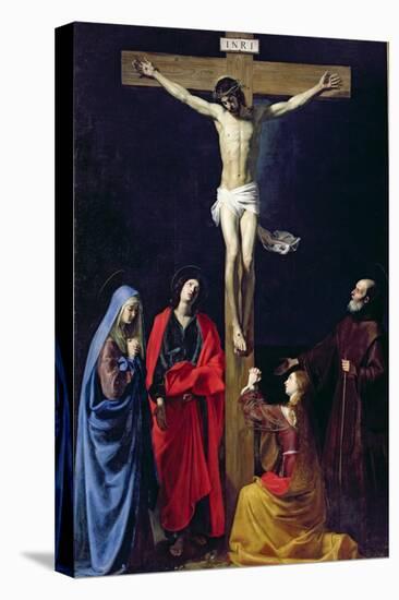 Christ on the Cross with the Virgin, Mary Magdalene, St. John and St. Francis of Paola-Nicolas Tournier-Stretched Canvas