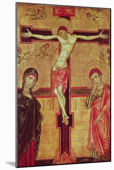 Christ on the Cross, with the Virgin Mary, St. John the Evangelist and Five Angels-null-Mounted Giclee Print