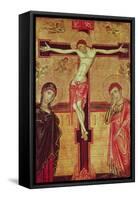 Christ on the Cross, with the Virgin Mary, St. John the Evangelist and Five Angels-null-Framed Stretched Canvas