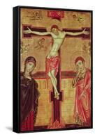 Christ on the Cross, with the Virgin Mary, St. John the Evangelist and Five Angels-null-Framed Stretched Canvas