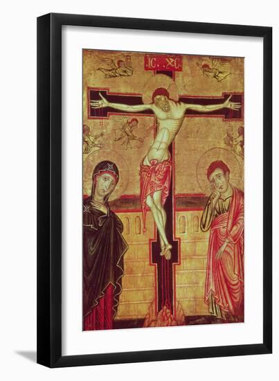 Christ on the Cross, with the Virgin Mary, St. John the Evangelist and Five Angels-null-Framed Premium Giclee Print