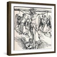 Christ on the Cross with Three Angels, 1523-1525-Albrecht Dürer-Framed Giclee Print