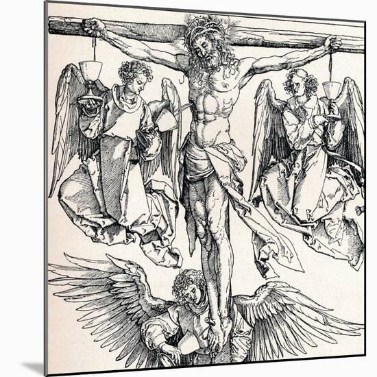 Christ on the Cross with Three Angels, 1523-1525-Albrecht Dürer-Mounted Giclee Print