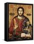 Christ Pantocrator Holding Orbe and Blessing-Mihal Anagnosti-Framed Stretched Canvas