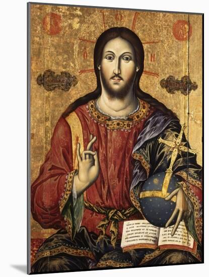Christ Pantocrator Holding Orbe and Blessing-Mihal Anagnosti-Mounted Art Print